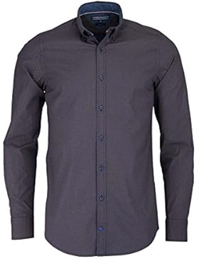 TOMMY HILFIGER Slim Fit Hemd WYATT Langarm Muster braun