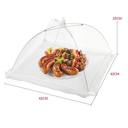 4 Stück Speiseschirm,Fliegenhaube,Abdeckung für Speisen,Insektenschutzhaube,Lebensmittel Abdeckung Zelt für Draußen & Zuhause,42 x 42 x 25 cm weiß - 4