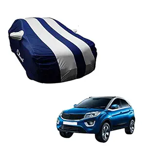 AutoFurnish Silver Stripe Car Body Cover Compatible with Tata Nexon - Arc Blue.