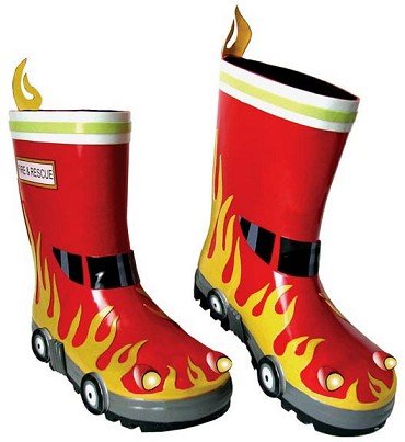 Preisvergleich Produktbild 3-D Gummistiefel Naturkautschuk - Feuerwehr - Gr. 29 - Kinder / Regenstiefel Matschstiefel Auto Feuerwehrauto