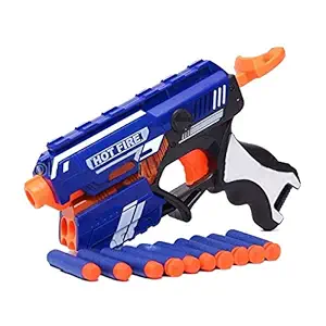 NHR Blaze Storm Foam Blaster Gun Toy, Safe and Long Range Shooting Gun, (5 Foam Bullets and 5 Suction Dart Bullets)-Blue