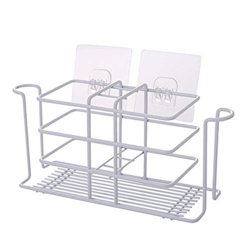 Bamyko Zahnbürstenhalter, Zahnpasta-Halter, Wandmontage, Edelstahl, Badezimmer-Aufbewahrung, Organizer - Weiß