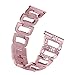 Produktbild Luckhome Uhrenarmband Serie Lederarmband Ersatband Mit Edelstahl Metall Schließe Classic Armband Ersatz Band Ersatz Metall Kristall Uhrenarmband Handgelenk Band für Samsung Galaxy Watch (46mm)Rosa