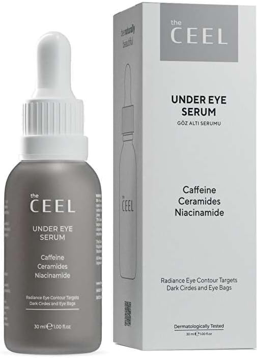 The Ceel Göz Altı Bakım Serumu 30 ml - Kafein, Glutatyon, Niasinamid ve Seramid İçeren Aydınlatıcı ve Nemlendirici Göz Çevresi Bakımı, Daha Dinlenmiş ve Pürüzsüz Görünüm