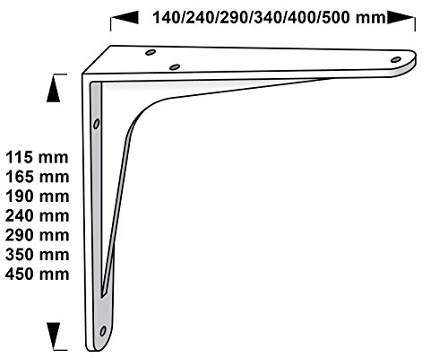GedoTec® Schwerlastkonsole Winkel-Konsole Sparta aus Aluminium | 500 x 450 x 47 mm | Schwerlastträger Tragkraft 400 kg | Regalträger Alu natur | Markenqualität für Ihren Wohnbereich - 4