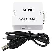 Neon Mini Compact Video VGA to HDMI (TV/Projector) 1080P Converter Adapter with 3.5mm Audio (White)