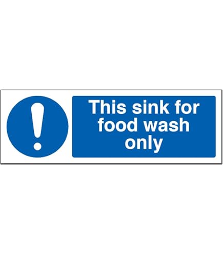 Vsafety Pflichtenschild Für Catering – Selbstklebend, 300x100 Mm, Blau, Mit Hinweis Zur Fritteusen-Sicherheit