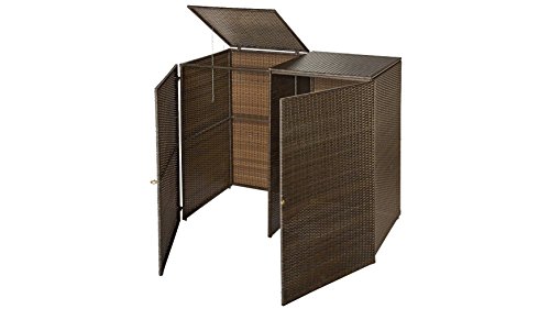 HANSE GARTENLAND Mülltonnenbox, für 2×120 l aus Polyrattan, B/T/H: 129/66/109 cm braun - 4