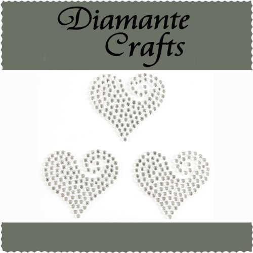 3 Clear Diamante Heart Swirls Vajazzle Rhinestone Gems - created exclusively for Diamante Crafts