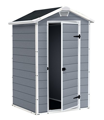 Keter Gerätehaus Kunststoff, Gerätehaus Kunststoff Pultdach, Manor 4×3, Grau, 1,8m³ - 2