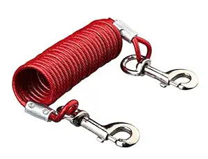 Pet Needs Tie Out 12 Ft Long Coiled Cable Dog Leash Dog Training Leash-Dogs Under 120Lbs