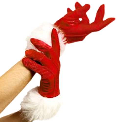 Preisvergleich Produktbild cootillon - Damen Frauen Weihnachtliche Handschuhe, Christmas, Rot-Weiß