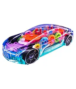 D ETERNAL Transperent Mechanical Car Toy for Kids with Gear Technology 3D Light,Musical Sound & 360 Degree Rotation (Gear Car)