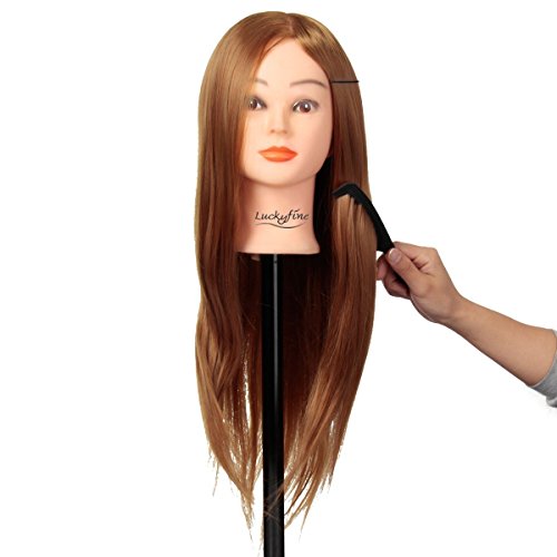 übungskopf friseur LuckyFine 24“ synthetische haare / frisierkopf / frisierkopf mit langen haaren / friseur übungsköpfe / frisierkopf übungskopf /mit langen haaren Übungskopf Friseurkopf Ausbildung Kopf mit Halter - 3