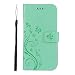 Produktbild Huawei Y6 Prime 2018 Hülle, Huawei Y6 Prime 2018 hüle, Alfort Prämie PU Leder Schutzhülle Lederhülle für Huawei Y6 Prime 2018 Tasche Wallet Flip Case Cover mit Karten Steckplatz (Grün) + Lanyard