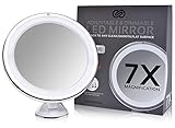Sanheshun Travel Warm LED Lighted Makeup Mirror, Touch Activated, Powerful Portable Locking Suction Mount, 360¡ã Swivel, Battery Operated, 6 Inch, Round