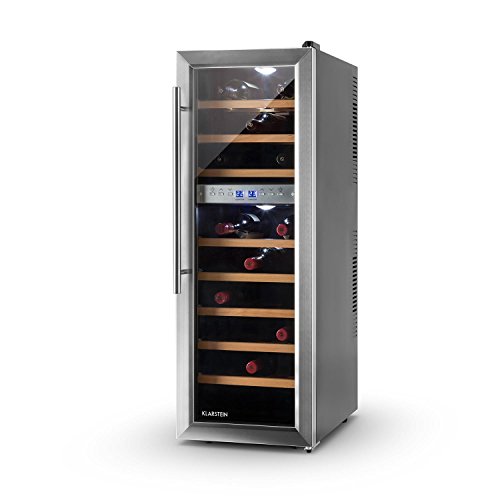 Klarstein Reserva 27D Weinkühlschrank Getränkekühlschrank (76 Liter, 27 Flaschen, 2 Zonen, 8 Holz-Einschübe, LCD-Display) mattschwarz - 5