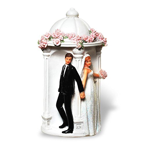 Preisvergleich Produktbild Spardose Hochzeitskasse Brautpaar im Pavillion Rosenpavillon Rosen 19 x 10 cm