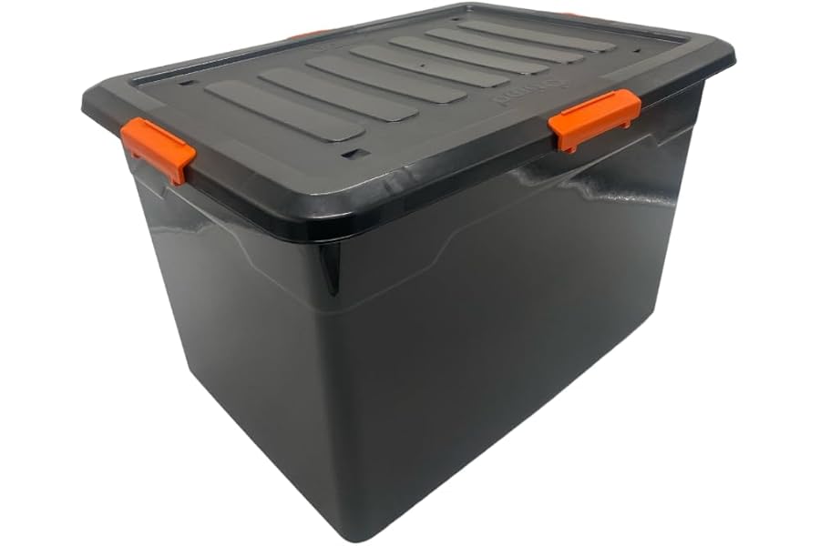 Otima 85L Storage Box with Secure Lid and Stackable Design, 65 × 47 × 40 cm