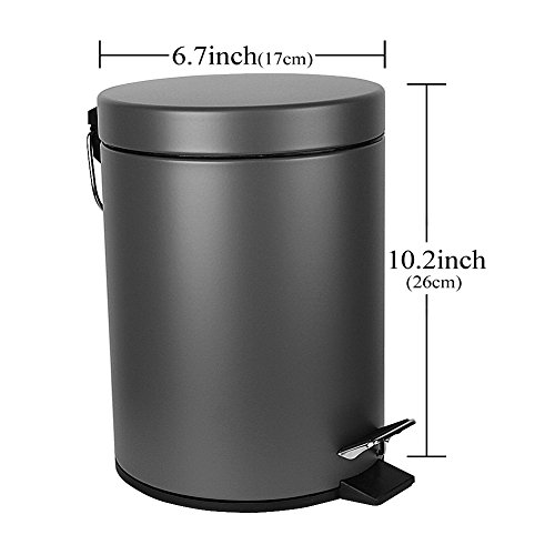 Mini Mülleimer für Badezimmer Büro mit Deckel Weiche Verschluss Verschluss, Anti-Fingerprint, 0,8 Gallonen / 3L (Grau) - 4
