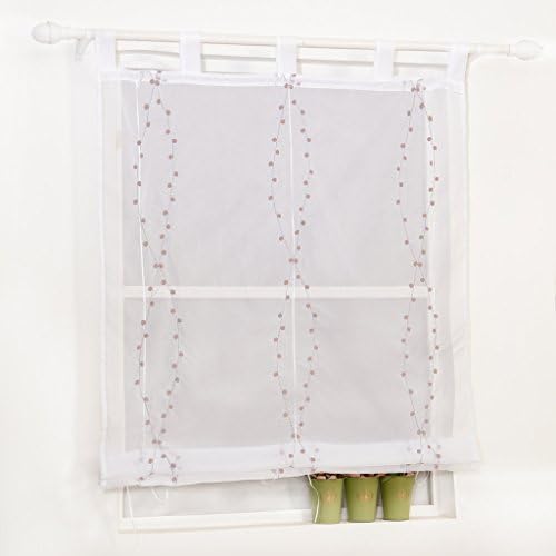 1Pc Tab Top Embroidered Roman Shades Curtains for Kitchen Ready Made 100x140cm