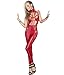 Produktbild NEIYI Frauen Side Hohl Stitching Jumpsuit Diskothek Weibliche Pole-Tanzen DS Kleidung Lackleder Uniform Versuchung Cosplay Bühnentechnik, Red, Free Size