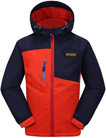 MFLEER Hooded Softshell Jacket Boys Girls Waterproof + Windproof + UV Protection + Active Raincoat Kids Outdoor Functional Jacket 160