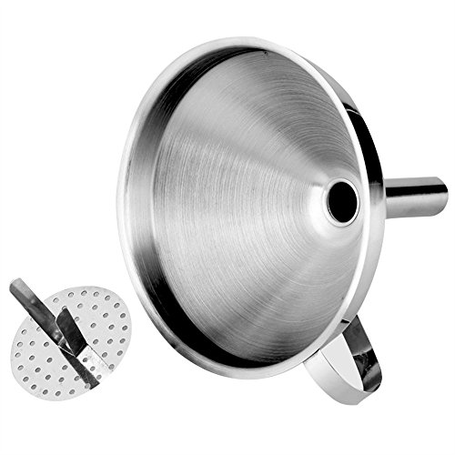 Japace® Trichter mit Schlauch und herausnehmbarem Sieb aus Edelstahl 14cm