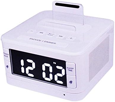Bzng Digital Alarm Clock with USB Charger, FM Radio, LCD screen for Bedside, Bedroom, Kitchen, Hotel, Table, Desk, white