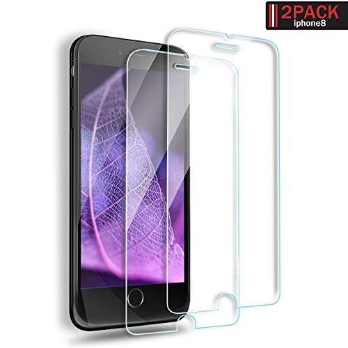 Aonsen Screen Protector for iPhone 8, [2 Pack] 9H Hardness Anti-Shatter,Bubble-Free Anti-Fingerprint Tempered Glass Screen Protector, HD Screen Protector Film for iPhone 8/7/6s/6 -Transparent