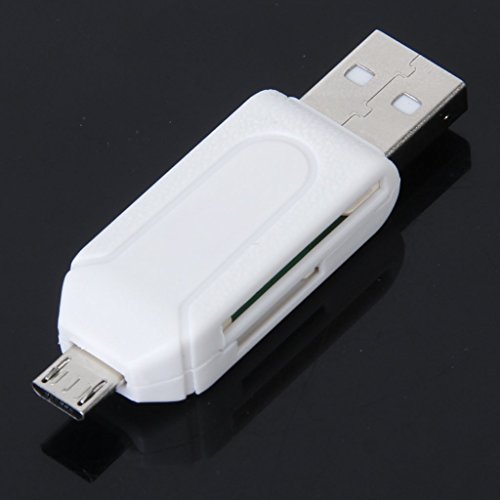 DaoRier Micro USB OTG zu USB 2.0 Adapter SD TF Micro SD Kartenleser Kartenlesegerät mit standard USB Male Micro USB Male Card Reader für SDXC SDHC SD MMC RS-MMC PC Smartphones Weiss - 3