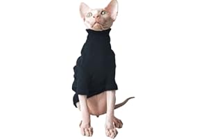 PAVEL KORCHAGIN Sphynx - Maglione a collo alto per gatti e cani di piccola taglia, in morbido cotone traspirante, per gatti Devon Rex, Cornish Rex, Gatto Peterbald e Elfo (nero, S)