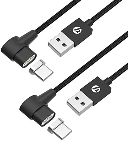 Magnetic USB Type C Charger Cable, TUOYA 90 Degree Nylon Braided Magnet USB C Fast Charging and Data Sync Cable Cord with LED Indicator for Samsung Note8 S8 S8+, A5 A3(2017), Huawei P10, LG G6, Oneplus 5, Nintendo Switch