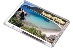 AWS Magnete Isola d'Elba calamita in PVC Rigido Toscana Italia Fridge Magnet da frigo in plastica Dura con Immagine Fotografica Panorama Spiaggia Sabbia Island Italy