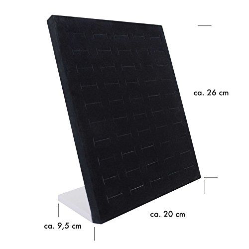 VENKON – Schmuckdisplay für 50 Ringe & Ohrringe Organizer für Schmuck Aufbewahrung & Präsentation – 26 x 20 x 9 cm – schwarz - 3