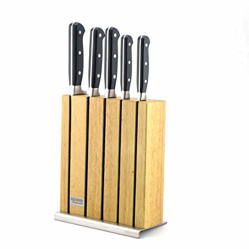 Ross Henery Professional, 5-teiliges Küchenmesserset, Edelstahl, Premium-Qualität, mit edlem Messerblock aus Holz - 5