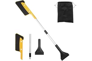 DRISUBT 2-in-1 Car Ice Scraper, Sponge Broom, Detachable and Retractable Snow Brush, Frost Ice Remover Tool for Car, SUV, Truck, Car Windscreen