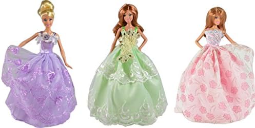 ADM 1007 - Ball Gowns: Magic Flower (3 Dress Set, Dolls not included, suitable for fashion dolls like Barbie &amp; Steffi Love)