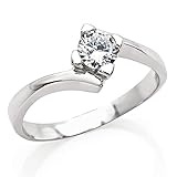  Bossoro Gioielli- Anillo para mujer de plata 925/1000, solitario con circonita cubica brillante de diametro 5 mm.