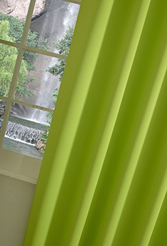 Verdunkelungsvorhag mit Schlaufen matt uni Farben, Apfelgrün, 245×140 (HxB) blickdicht Blackout, 20610 - 4
