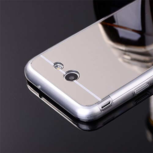 Galaxy A5 2017 Hülle, Galaxy A5 2017 Spiegel Hülle Mirror Case, Ukayfe Spiegel TPU Schutzhülle Silikon Handyhülle Tasche Case Cover für Samsung Galaxy A5 2017 Rose Gold Plating Silikon Schutzhülle Luxus Glänzend Shiny Kristall Strass Rahmen Slim TPU Handy Gehäuse Hülle Ultradünnen Weiche Soft TPU Telefon-Kasten Handyhülle Mirror Spiegelnd Make Up Protective Case Cover Bumper für Samsung Galaxy A5 2017 – Spiegel,Silber - 3