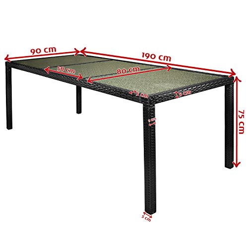 Ventus 25-teilige Polyrattan Essgruppe DINERA für 8 Personen Gartenmöbel Essgruppe Gartenset Lounge Sitzgruppe inkl. Auflagen und Bezüge große Farbauswahl Garten Möbel Rattanmöbel, Farbe:Schwarz-Braun meliert / Zuckerbraun