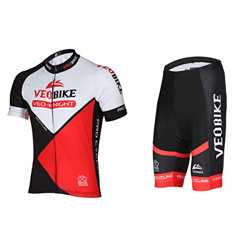 Asvert Herren Kurzarm Atmungsaktiv Schnelltrocknend Trikot Set Kurzarm Trikot Kurzärmeliges Radsport-Anzug Mountain Biking Kleidung Kompression Hosen (7 Stück) - 2