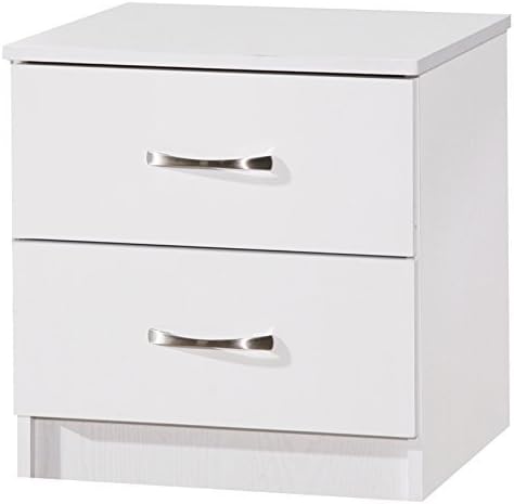 MARINA 2 DRAWER BEDSIDE CABINET TABLE ULTRA HIGH GLOSS WOOD EFFECT CARCASS (WHITE GLOSS & WHITE ASH) by MARINA RANGE