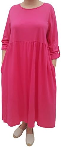 Women's Plus Size Dress Spring Summer Boho Hippie Baggy Swing Fuchsia 24
