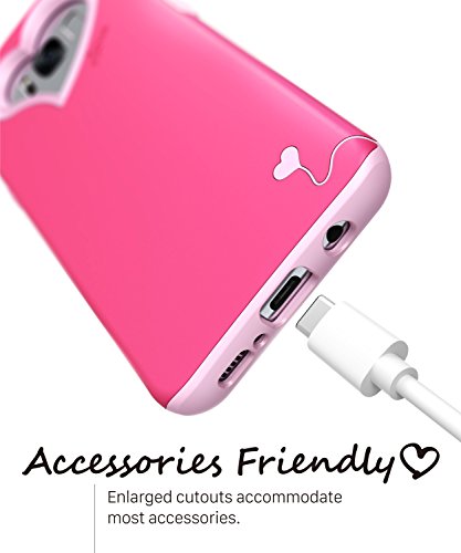 Vena Funda Galaxy S8 Plus  Carcasa  vLove   En Forma de coraz  n   Protecci  n de Doble Capa  Cubierta de Parachoques h  brida para Samsung Galaxy S8   Rosas Fuertes Rosa 