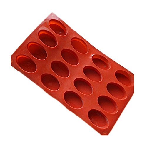 Allforhome 16-er Silikon-Form zum Backen und Basteln, ovale Mulden, für Kuchen, Muffins, handgefertigte Seife, Kekse, Schokolade, Eiswürfel, flexibel - 3