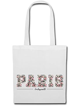 Smiley World Paris Schriftzug Blumen Stoffbeutel von Spreadshirt®