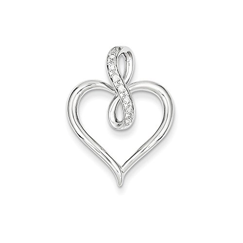 14ct White Gold Polished Open back Diamond Heart Pendant