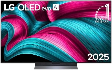 LG OLED evo AI C5 TV 55 pollici, Smart TV 4K, Processore α9 Gen8, Brightness Booster, webOS con AI, Dolby Vision & Atmos, Gaming con VRR e GSYNC 4K@144Hz, OLED55C56LB 2025